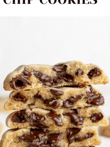 DAIRY FREE CHOCOLATE CHIP COOKIES STACKED WITH TEXT OVERLAY