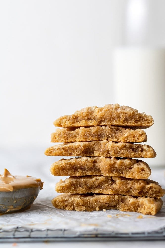 dairy free peanut butter cookies stacked