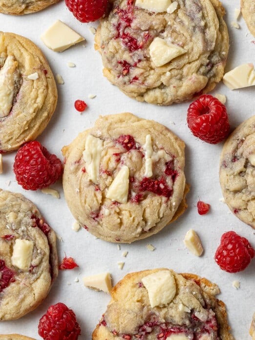 White Chocolate and Raspberry Cookies - Cookie Dough Diaries