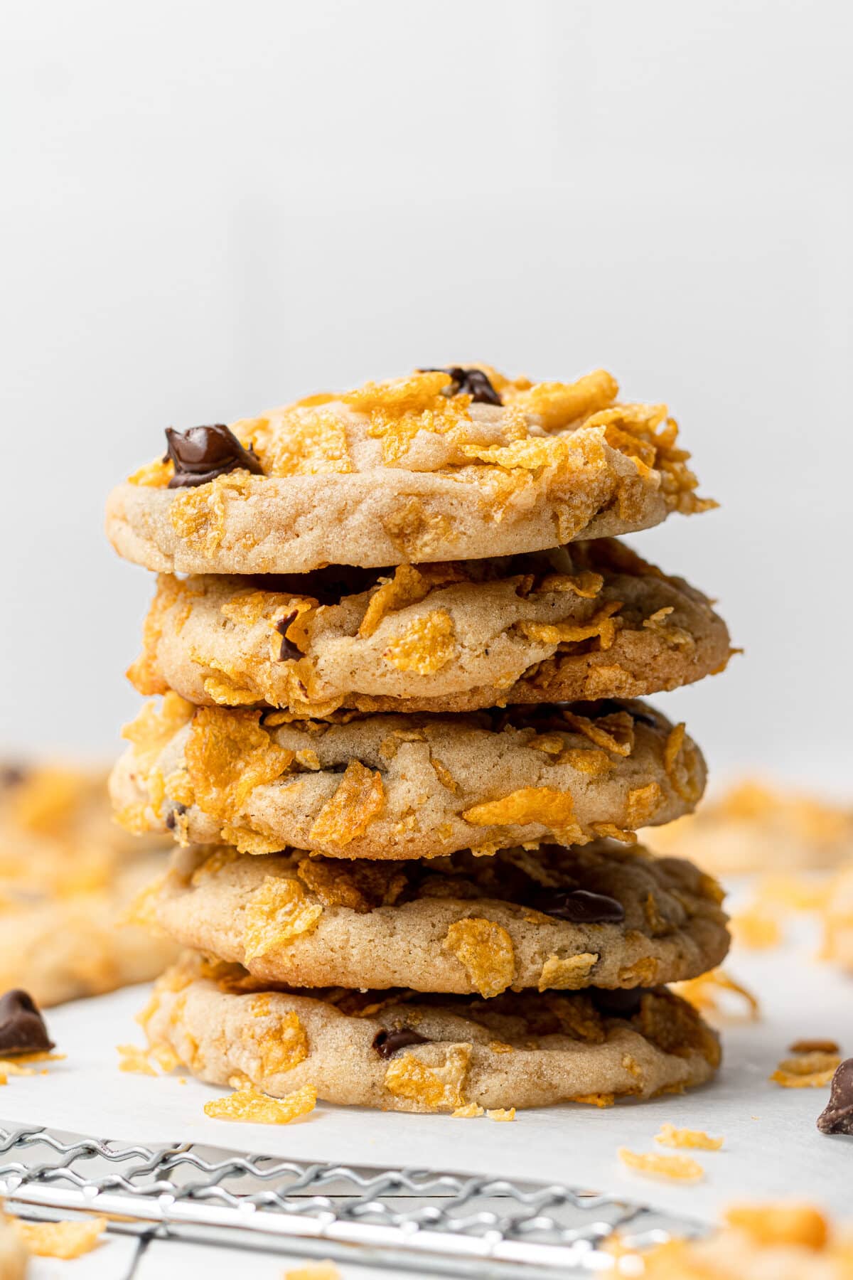 cornflake biscuits stacked on top of each other