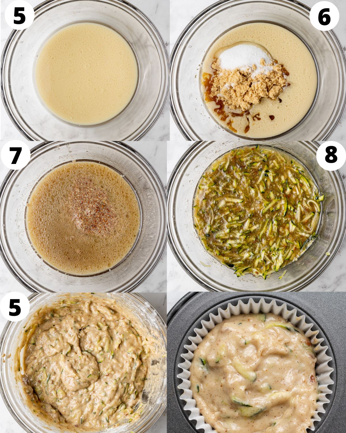 process showing how to make vegan zucchini muffins