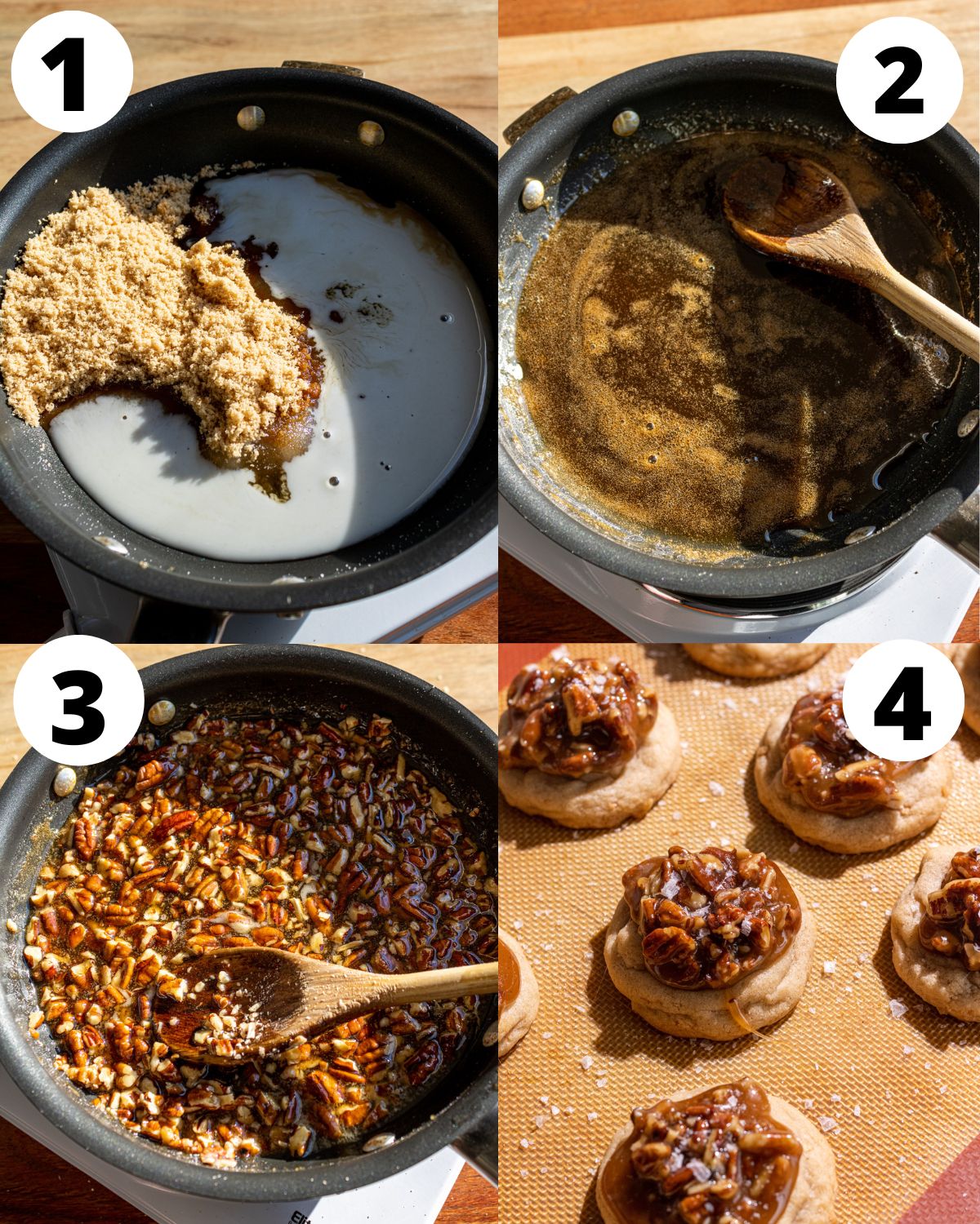 Baking process for pecan pie cookies steps seven to ten