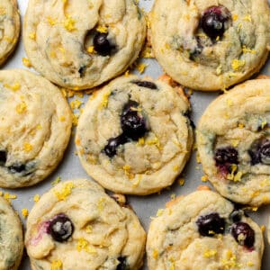 lemon blueberry cookies on a baking tray