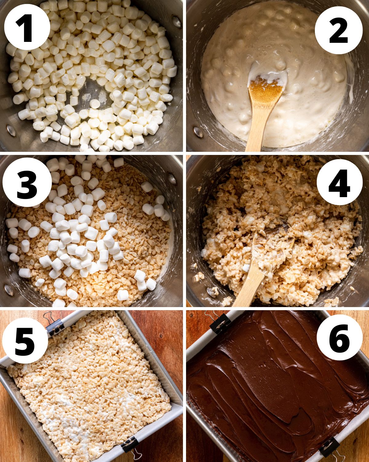 Chocolate Covered Rice Krispie Treats in six steps